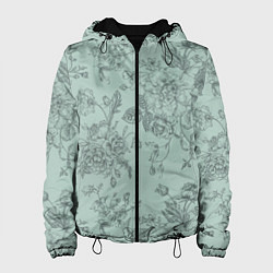 Куртка с капюшоном женская Пионы и розы, цвет: 3D-черный