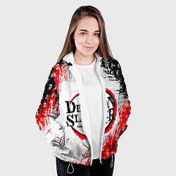 Куртка с капюшоном женская КЛИНОК, РАССЕКАЮЩИЙ ДЕМОНОВ, цвет: 3D-белый — фото 2