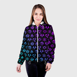 Куртка с капюшоном женская GENSHIN IMPACT NEON, цвет: 3D-белый — фото 2
