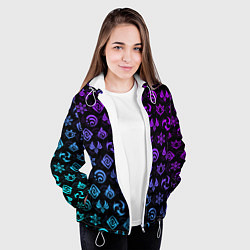 Куртка с капюшоном женская GENSHIN IMPACT NEON, цвет: 3D-белый — фото 2