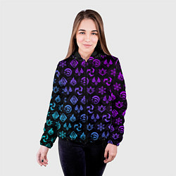 Куртка с капюшоном женская GENSHIN IMPACT NEON, цвет: 3D-черный — фото 2