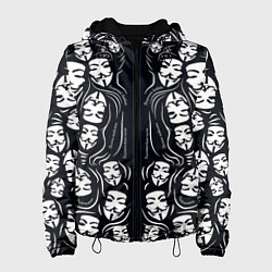 Куртка с капюшоном женская Анонимусы надбисиси линии, цвет: 3D-черный