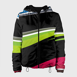 Куртка с капюшоном женская Волны, цвет: 3D-черный