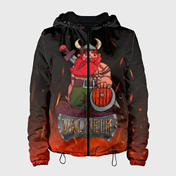 Куртка с капюшоном женская Valheim викинг в огне, цвет: 3D-черный