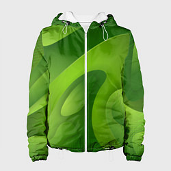 Куртка с капюшоном женская 3d Green abstract, цвет: 3D-белый