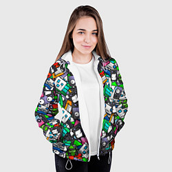 Куртка с капюшоном женская Geometry Dash: Pattern Z, цвет: 3D-белый — фото 2