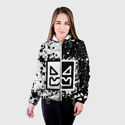 Куртка с капюшоном женская Geometry Dash: Black, цвет: 3D-белый — фото 2