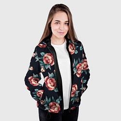 Куртка с капюшоном женская Розы, цвет: 3D-черный — фото 2