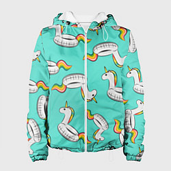 Куртка с капюшоном женская Единорог Круг, цвет: 3D-белый