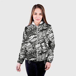 Куртка с капюшоном женская Тату ретро, цвет: 3D-белый — фото 2