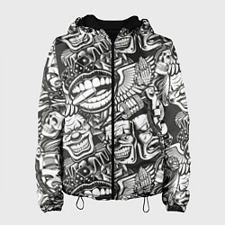 Куртка с капюшоном женская Тату ретро, цвет: 3D-черный