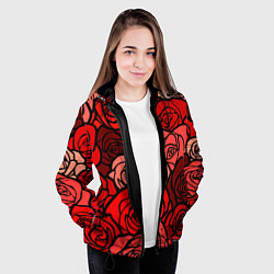 Куртка с капюшоном женская Розочки, цвет: 3D-черный — фото 2