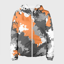 Куртка с капюшоном женская Камуфляж огненный, цвет: 3D-белый