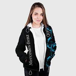 Куртка с капюшоном женская Mercedes Мерседес Неон, цвет: 3D-белый — фото 2