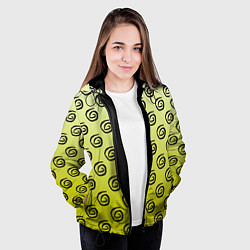 Куртка с капюшоном женская Узор спиральки на желтом фоне, цвет: 3D-черный — фото 2
