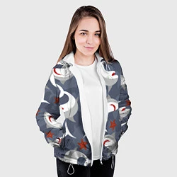 Куртка с капюшоном женская Акулы, цвет: 3D-белый — фото 2