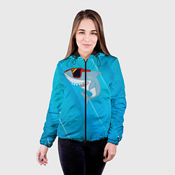 Куртка с капюшоном женская Акула в очках, цвет: 3D-черный — фото 2