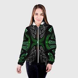 Куртка с капюшоном женская Серо-Зеленые Узоры, цвет: 3D-белый — фото 2
