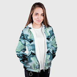 Куртка с капюшоном женская Абстракт Голубая бабочка, цвет: 3D-белый — фото 2