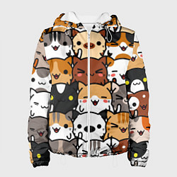 Куртка с капюшоном женская Коты и котики, цвет: 3D-белый