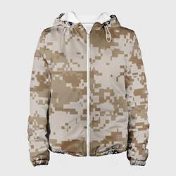 Куртка с капюшоном женская Камуфляжный пиксель, цвет: 3D-белый