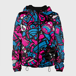 Куртка с капюшоном женская Мультяшные кислотные картинки, цвет: 3D-черный