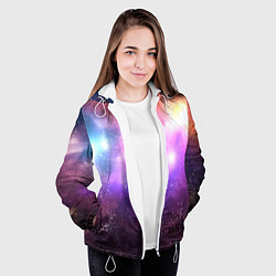 Куртка с капюшоном женская Космос, сияние и звезды, цвет: 3D-белый — фото 2