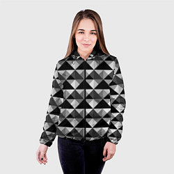 Куртка с капюшоном женская Современный геометрический, цвет: 3D-черный — фото 2