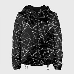 Куртка с капюшоном женская Черно-белый геометрический, цвет: 3D-черный