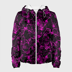 Куртка с капюшоном женская Абстрактный узор цвета фуксия, цвет: 3D-белый
