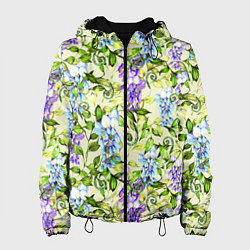 Куртка с капюшоном женская Глициния на бежевом фоне, цвет: 3D-черный