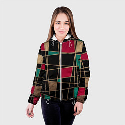 Куртка с капюшоном женская Модный абстрактный узор, цвет: 3D-белый — фото 2