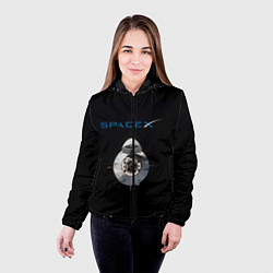 Куртка с капюшоном женская SpaceX Dragon 2, цвет: 3D-черный — фото 2