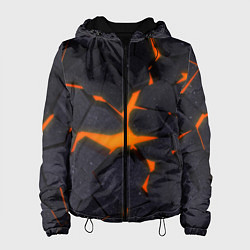 Куртка с капюшоном женская ТРЕЩИНЫ ЗЕМЛИ 3D CRACKS НЕОН, цвет: 3D-черный