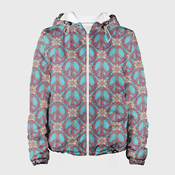 Куртка с капюшоном женская Символы хиппи, цвет: 3D-белый