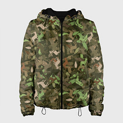 Куртка с капюшоном женская Лоси в дубовом лесу, цвет: 3D-черный