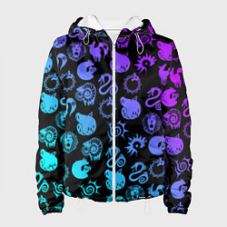 Куртка с капюшоном женская 7 СМЕРТНЫХ ГРЕХОВ НЕОН ЭМБЛЕМЫ, цвет: 3D-белый