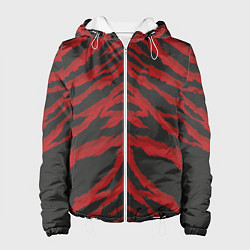 Куртка с капюшоном женская Красная шкура тигра, цвет: 3D-белый