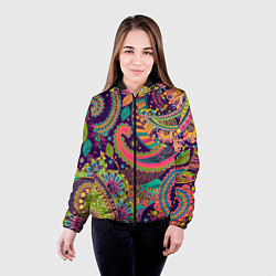Куртка с капюшоном женская Яркий красочный узор, цвет: 3D-черный — фото 2