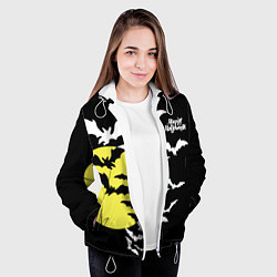 Куртка с капюшоном женская Летучие мыши на Хэллоуин, цвет: 3D-белый — фото 2