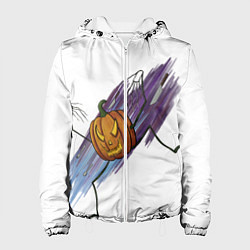 Куртка с капюшоном женская Агрессивная тыква, цвет: 3D-белый