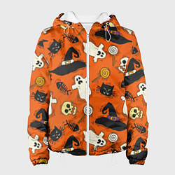 Куртка с капюшоном женская Хэллоуинские шалости, цвет: 3D-белый