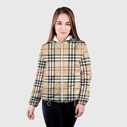 Куртка с капюшоном женская Клетчатый принт в стиле Burberry, цвет: 3D-белый — фото 2