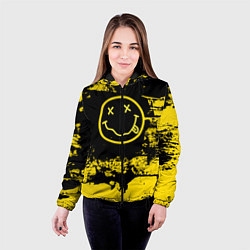 Куртка с капюшоном женская Нирвана Гранж Nirvana Smile, цвет: 3D-черный — фото 2
