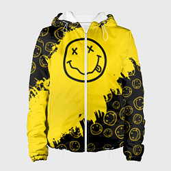 Куртка с капюшоном женская Nirvana Smile Нирвана Рваный Паттерн, цвет: 3D-белый