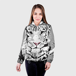 Куртка с капюшоном женская Белый снежный тигр, цвет: 3D-белый — фото 2
