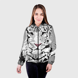 Куртка с капюшоном женская Белый снежный тигр, цвет: 3D-черный — фото 2