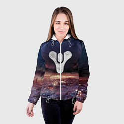 Куртка с капюшоном женская ДЕСТИНИ ЗЕМЛЯ ХАБ, СТРАННИК НАД ГОРОДОМ, цвет: 3D-белый — фото 2