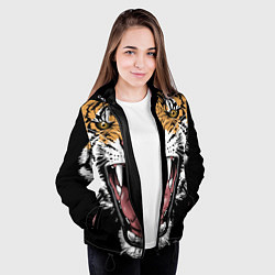 Куртка с капюшоном женская Оскал амурского тигра, цвет: 3D-черный — фото 2