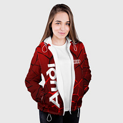 Куртка с капюшоном женская АУДИ - 3D плиты с подсветкой, цвет: 3D-белый — фото 2